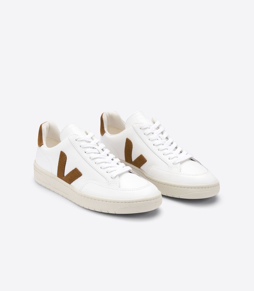 Veja Trainers Mens White - V-12 Leather - SFJV-59376